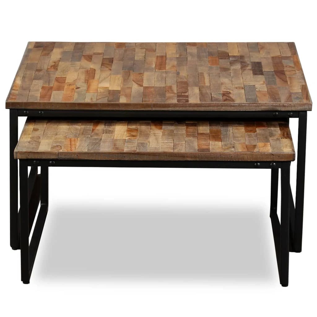 VidaXL Nesting Coffee Tables Set 2 Pieces Solid Reclaimed Teak Industrial Style Living Room by vidaXL