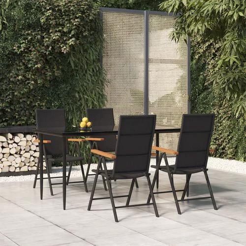 vidaXL 5 Piece Garden Dining Set Black and Brown Poly Rattan by vidaXL