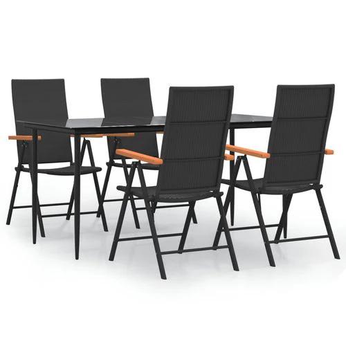 vidaXL 5 Piece Garden Dining Set Black and Brown Poly Rattan by vidaXL