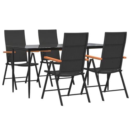vidaXL 5 Piece Garden Dining Set Black and Brown Poly Rattan by vidaXL