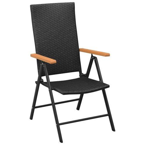 vidaXL 5 Piece Garden Dining Set Black and Brown Poly Rattan by vidaXL