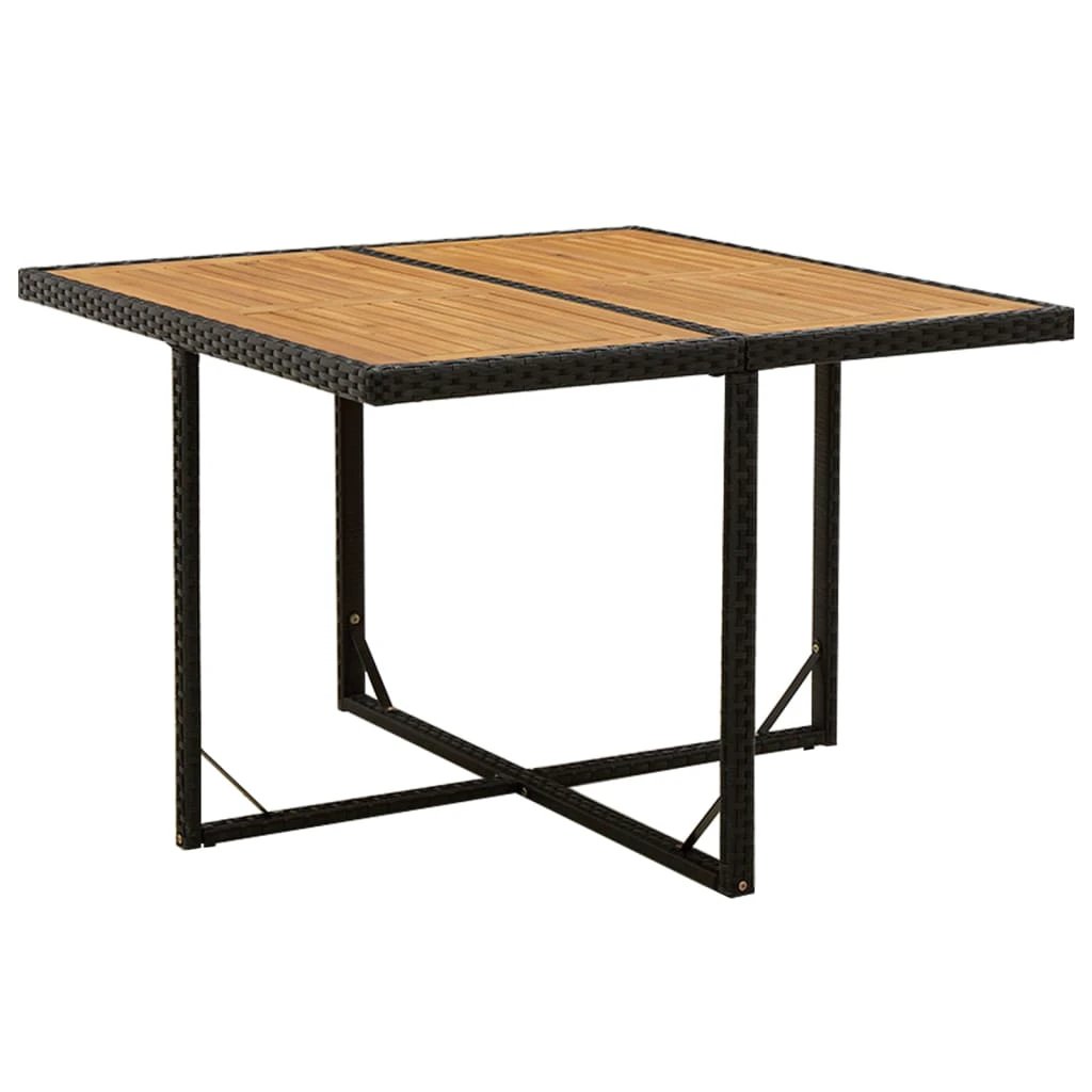 vidaXL vidaXL Garden Table Black 109x107x74 cm Poly Rattan&Solid Wood Acacia - Garden Table