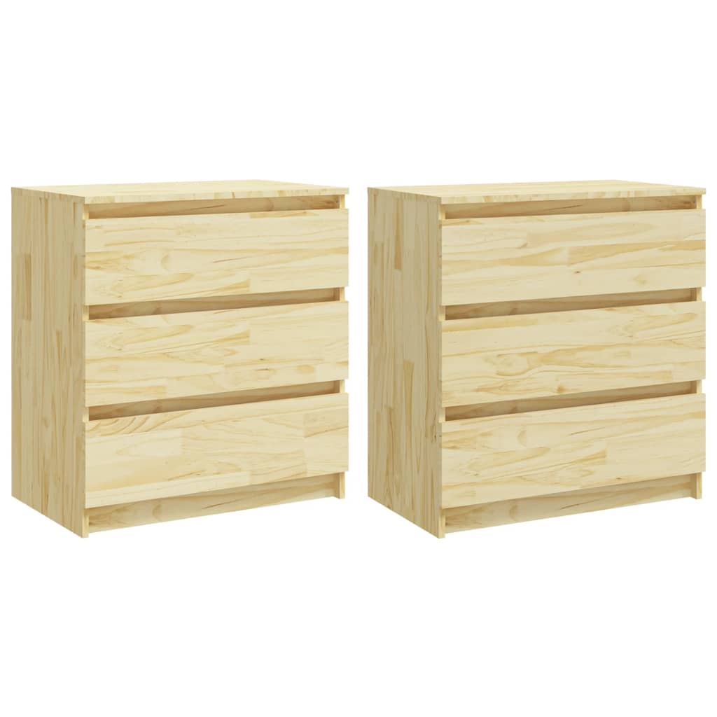 vidaXL Bedside Cabinets 2 pcs 60x36x64 cm Solid Pinewood - Bedside Table