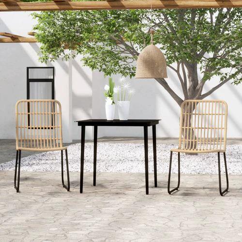 vidaXL vidaXL 3 Piece Garden Dining Set with Sturdy Steel Frame and Easy Clean Glass Top for Outdoor Entertaining - Garden Set