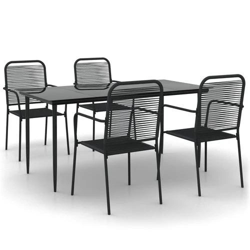 vidaXL 5 Piece Garden Dining Set Black Cotton Rope and Steel by vidaXL