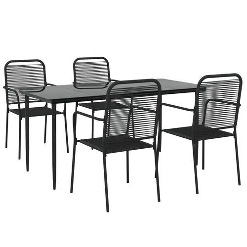 vidaXL 5 Piece Garden Dining Set Black Cotton Rope and Steel by vidaXL