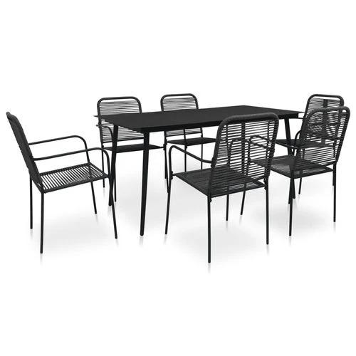 vidaXL vidaXL 7 Piece Garden Dining Set Cotton Rope and Steel Black - Garden Set