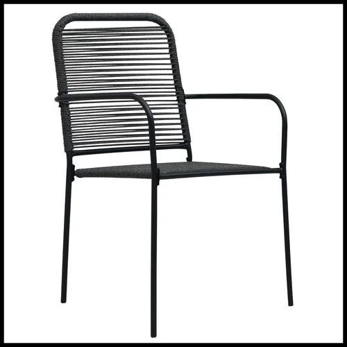 vidaXL vidaXL 7 Piece Garden Dining Set Cotton Rope and Steel Black - Garden Set