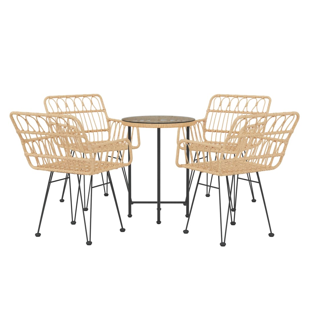 vidaXL VidaXL Poly Rattan Dining Set 5 Piece Weatherproof Outdoor - Garden Set