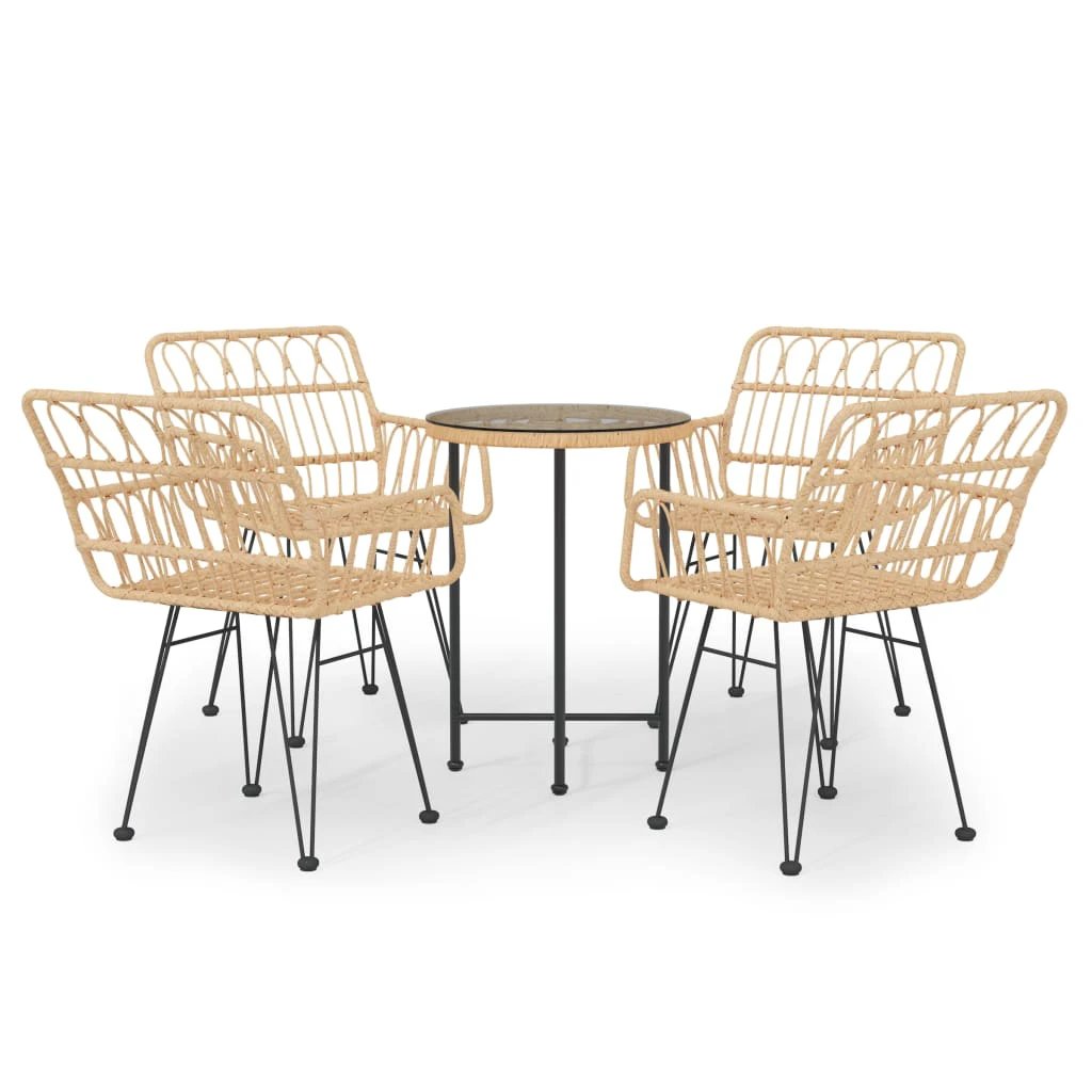 vidaXL VidaXL Poly Rattan Dining Set 5 Piece Weatherproof Outdoor - Garden Set