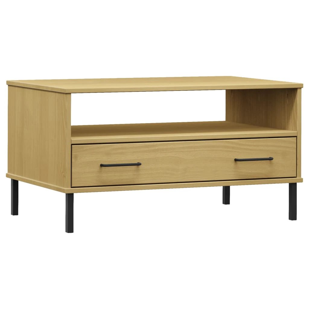 vidaXL vidaXL Coffee Table 85x50x45cm Solid Pine Wood With Metal Legs For Living Room OSLO - Coffee Table
