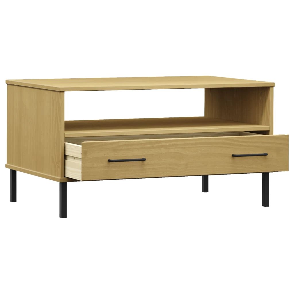 vidaXL vidaXL Coffee Table 85x50x45cm Solid Pine Wood With Metal Legs For Living Room OSLO - Coffee Table