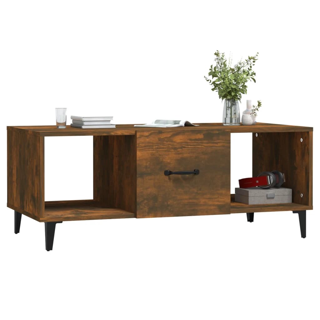 VidaXL Coffee Table 102x50x40 cm Smoked Oak Engineered Wood With Ample Storage Space Living Room by vidaXL