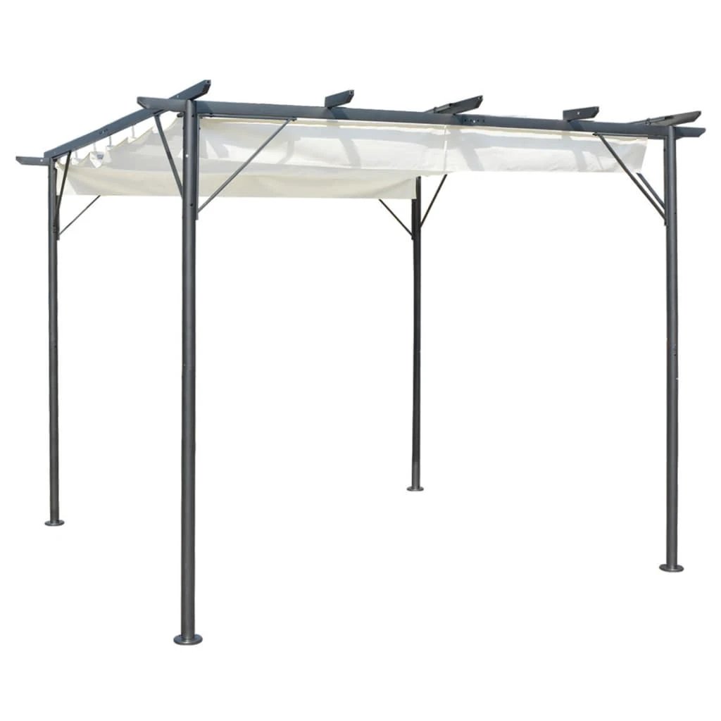 vidaXL Pergola with Retractable Roof Cream White 3x3 m Steel by vidaXL