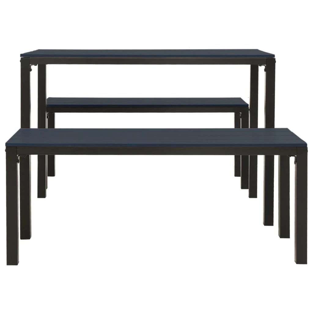 VidaXL 3 Piece Garden Dining Set Steel WPC Black Weather-Resistant Outdoor Patio Entertaining by vidaXL