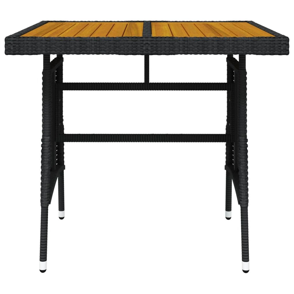 vidaXL Garden Table Black 70x70x72 cm Poly Rattan & Solid Acacia Wood by vidaXL
