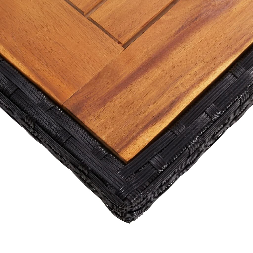 vidaXL Outdoor Dining Table Black Poly Rattan and Solid Acacia Wood by vidaXL