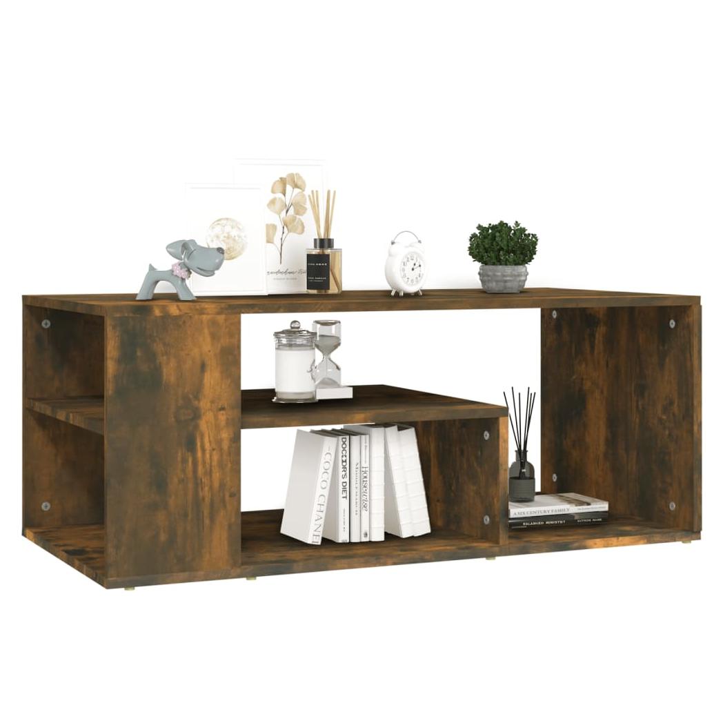 vidaXL VidaXL Coffee Table 100x50x40 cm Engineered Wood Smoked Oak Open Shelf Living Room - Coffee Table