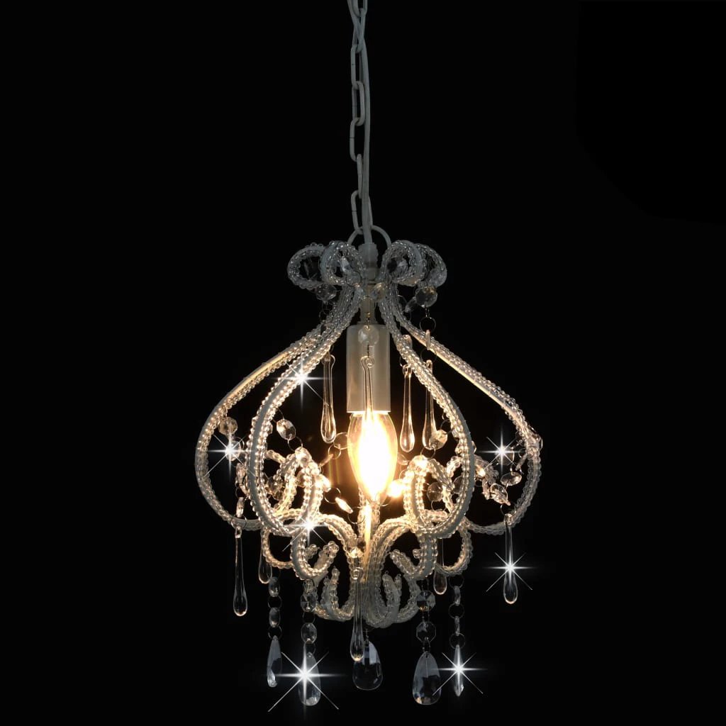 vidaXL Ceiling Lamp with Beads White Round E14 by vidaXL