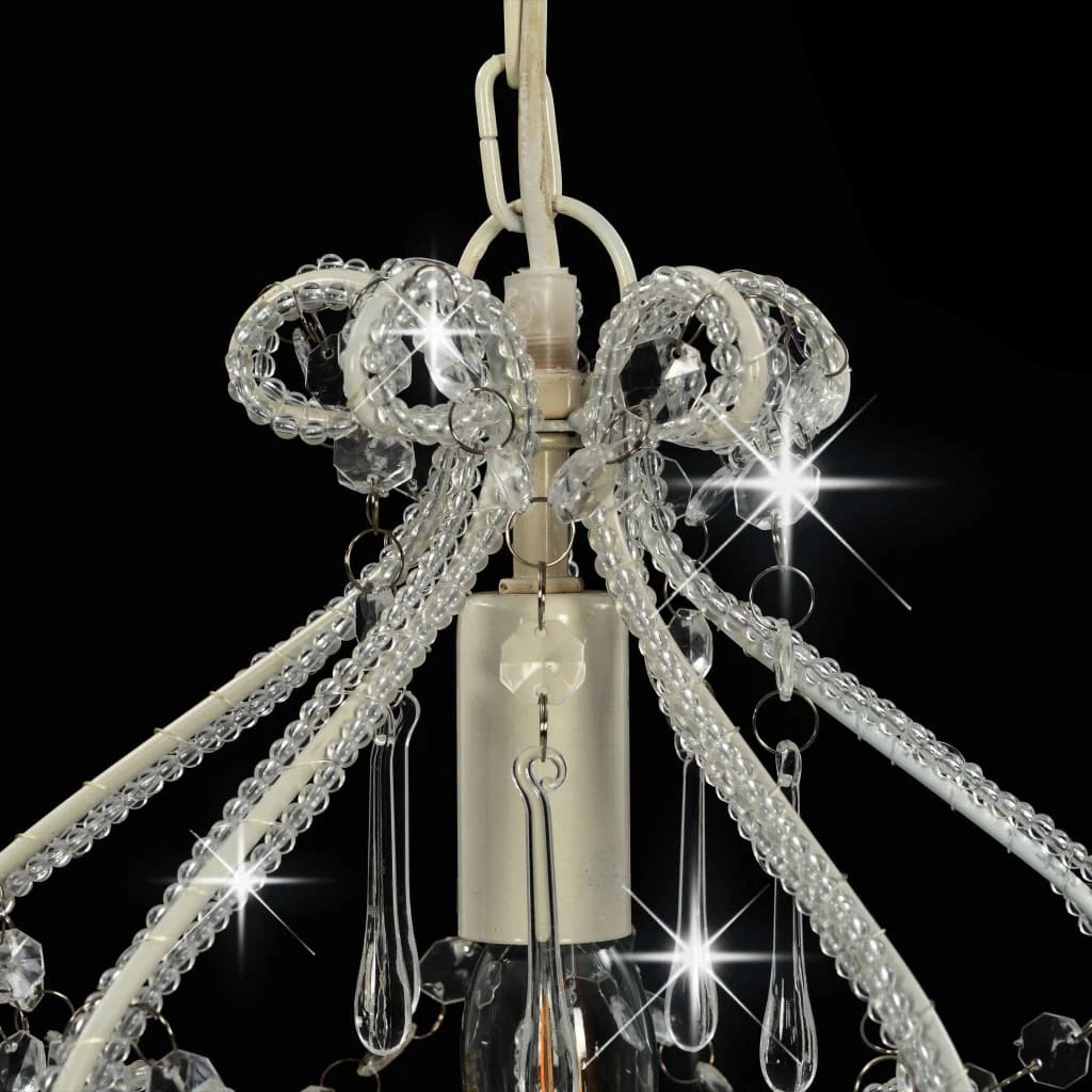 vidaXL Ceiling Lamp with Beads White Round E14 by vidaXL