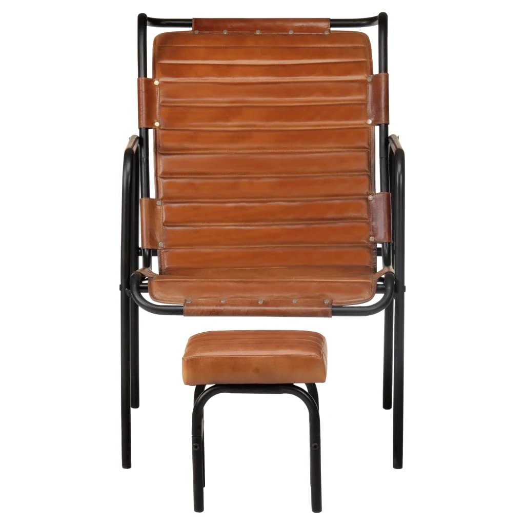 vidaXL VidaXL Medium Leather Armchair With Footrest Home - Armchair