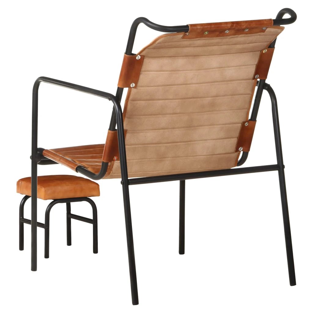 vidaXL VidaXL Medium Leather Armchair With Footrest Home - Armchair