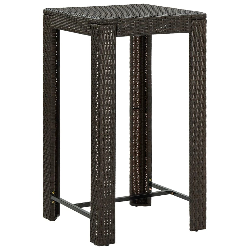 vidaXL Garden Bar Table Brown 60.5x60.5x110.5 cm Poly Rattan by vidaXL