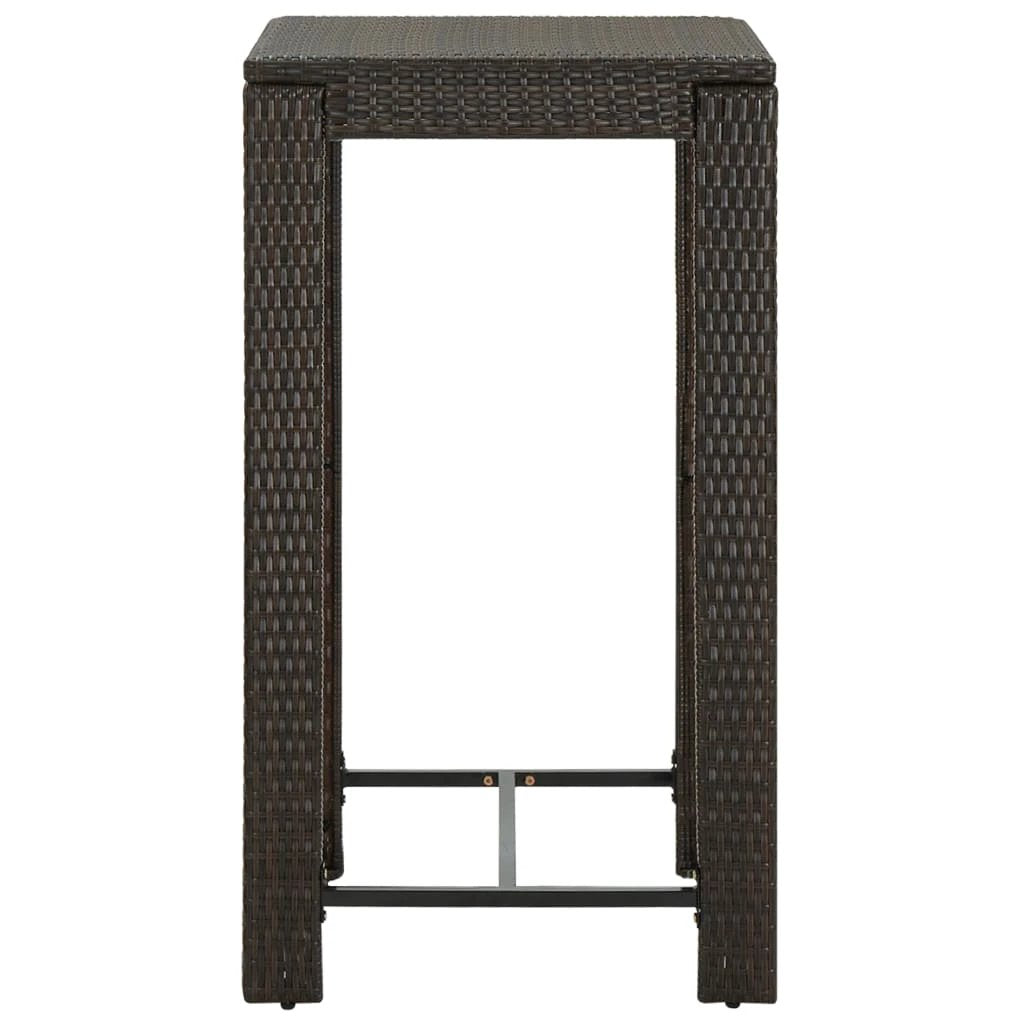 vidaXL Garden Bar Table Brown 60.5x60.5x110.5 cm Poly Rattan by vidaXL