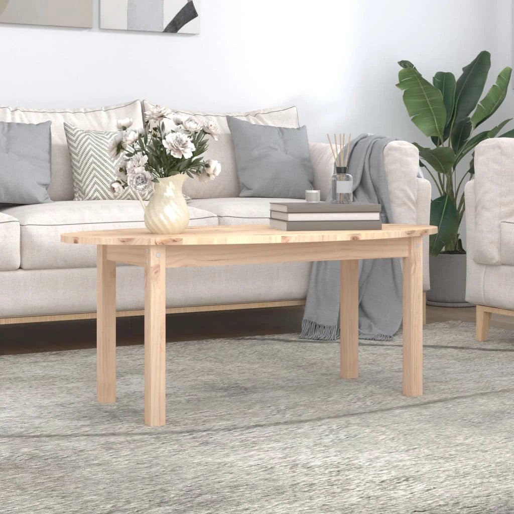vidaXL vidaXL Coffee Table 110x55x45 cm Solid Pine Wood Rustic Finish For Living Room Decor - Coffee Table