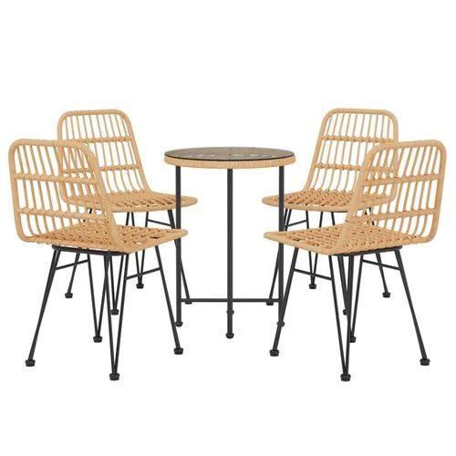 VidaXL 5 Piece Garden Dining Set with Weather Resistant Poly Rattan for Stylish Outdoor Entertaining by vidaXL