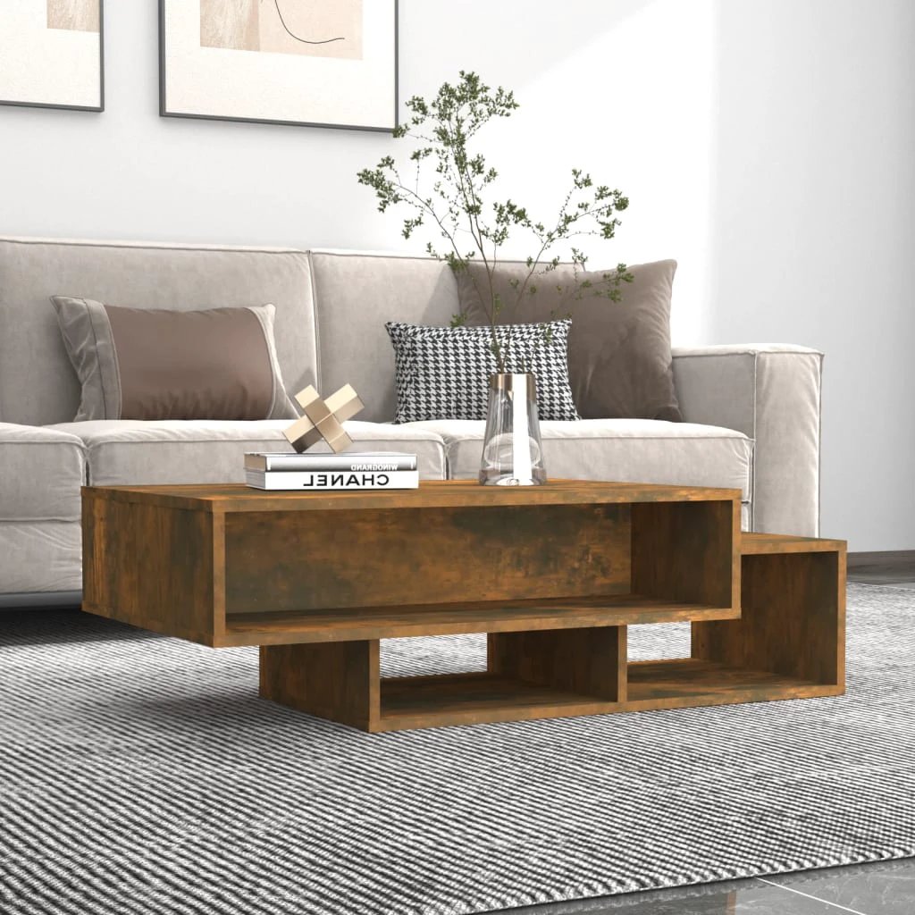 VidaXL Coffee Table 105x55x32 cm Smoked Oak Engineered Wood With Three Storage Compartments Living Room And Office by vidaXL