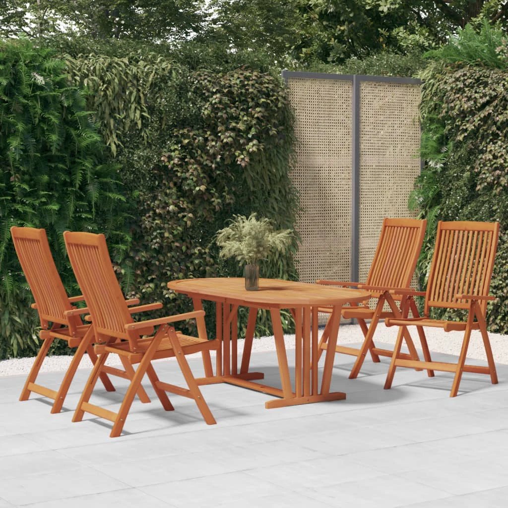 vidaXL VidaXL Garden Dining Set 5 Piece Round Table And Chairs Solid Eucalyptus Outdoor Patio - Garden Set