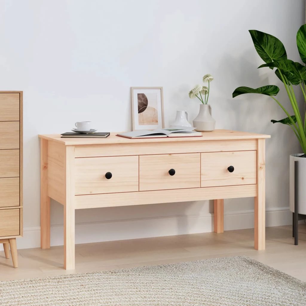 vidaXL VidaXL Coffee Table 102x49x55 cm Solid Pine Wood with Storage Drawers for Living Room - Coffee Table