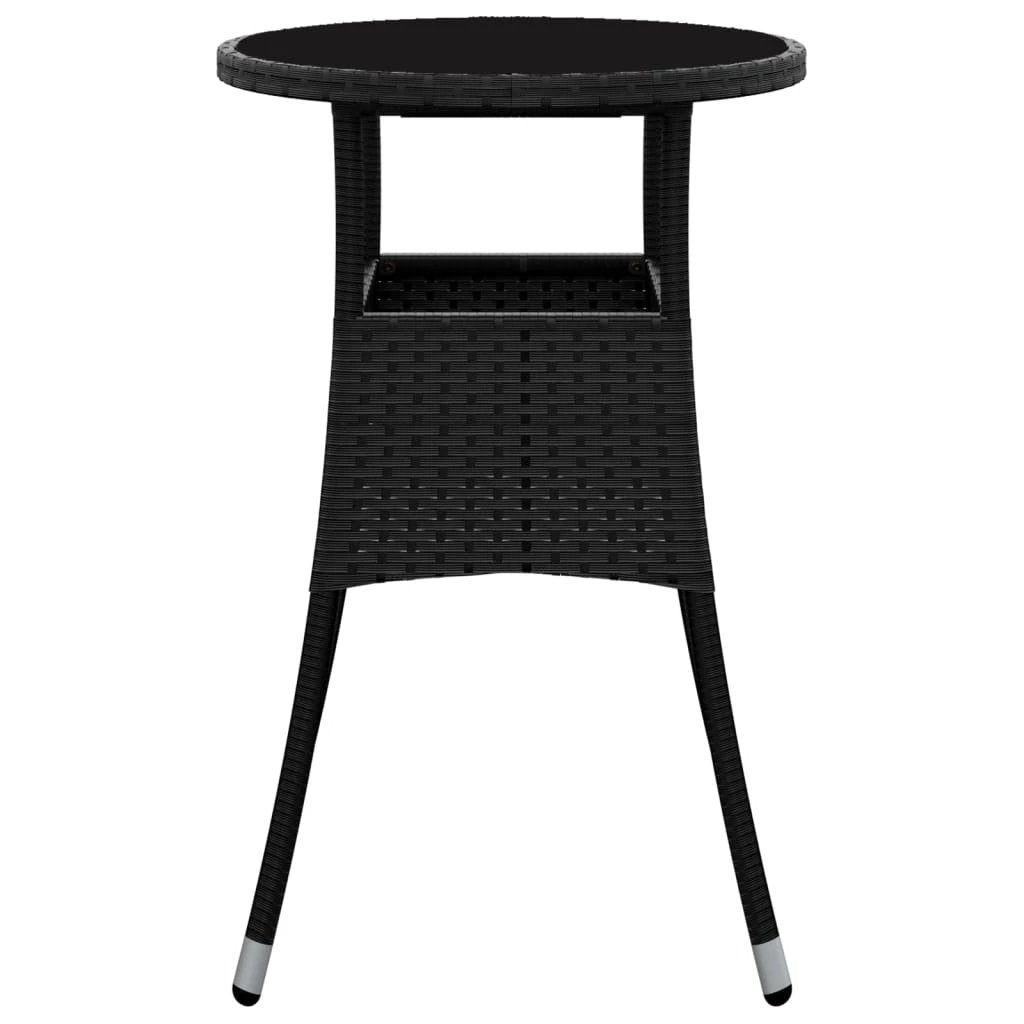 vidaXL Garden Table Ø60x75 cm Tempered Glass and Poly Rattan Black by vidaXL