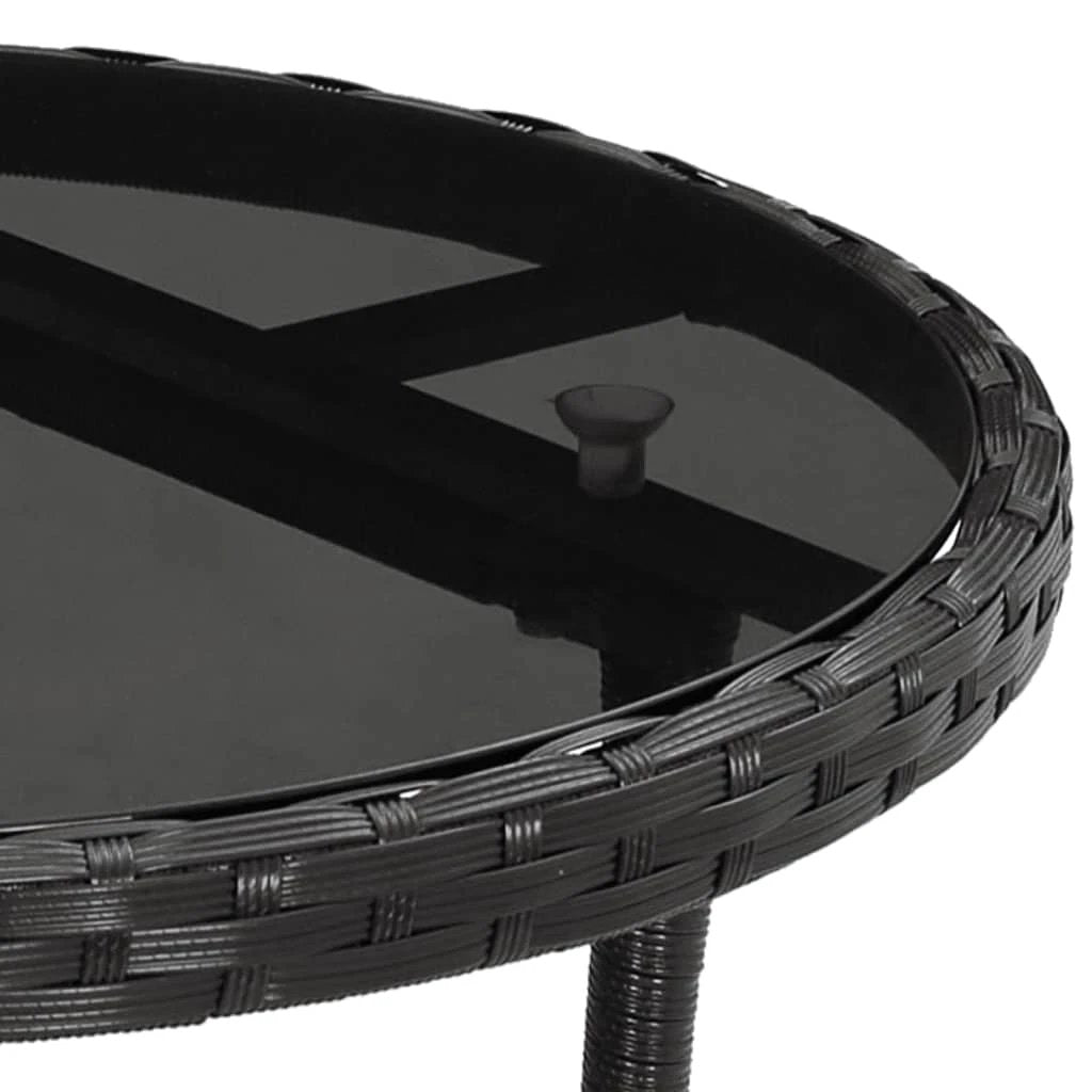 vidaXL Garden Table Ø60x75 cm Tempered Glass and Poly Rattan Black by vidaXL