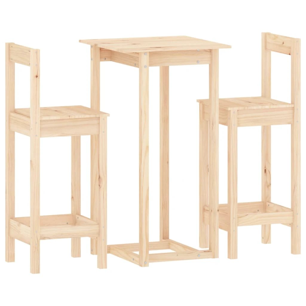 vidaXL 3 Piece Bar Set Solid Wood Pine by vidaXL