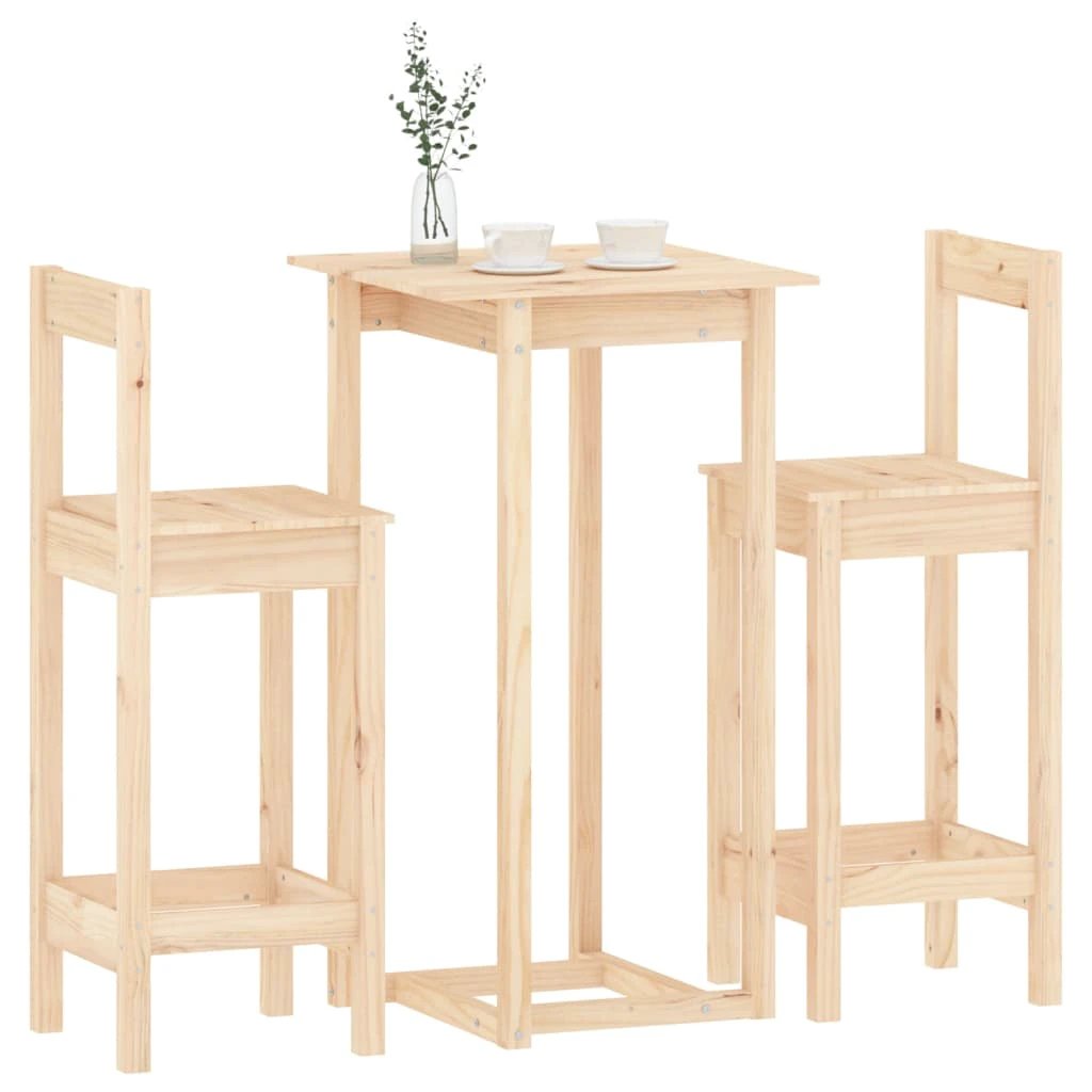 vidaXL 3 Piece Bar Set Solid Wood Pine by vidaXL