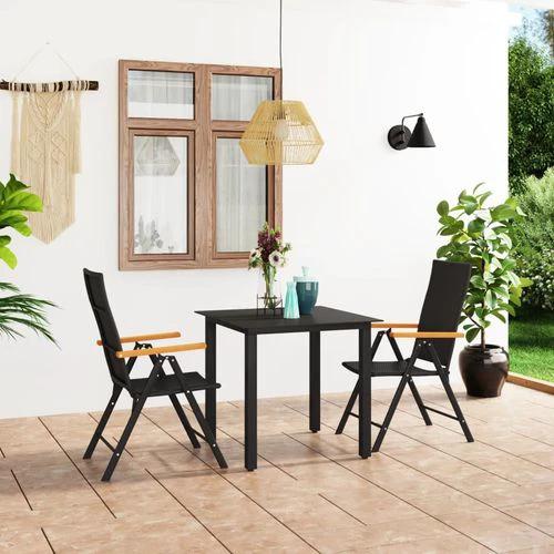 vidaXL vidaXL 3 Piece Garden Dining Set with Weather-Resistant PE Rattan and Stylish WPC Armrests for Outdoor Entertaining - Garden Set