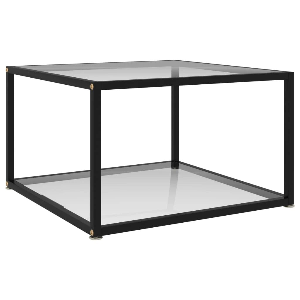 vidaXL VidaXL Coffee Table 60x60x35 cm Tempered Glass Two Layer Design With Powder Coated Steel Frame For Living Room - Coffee Table