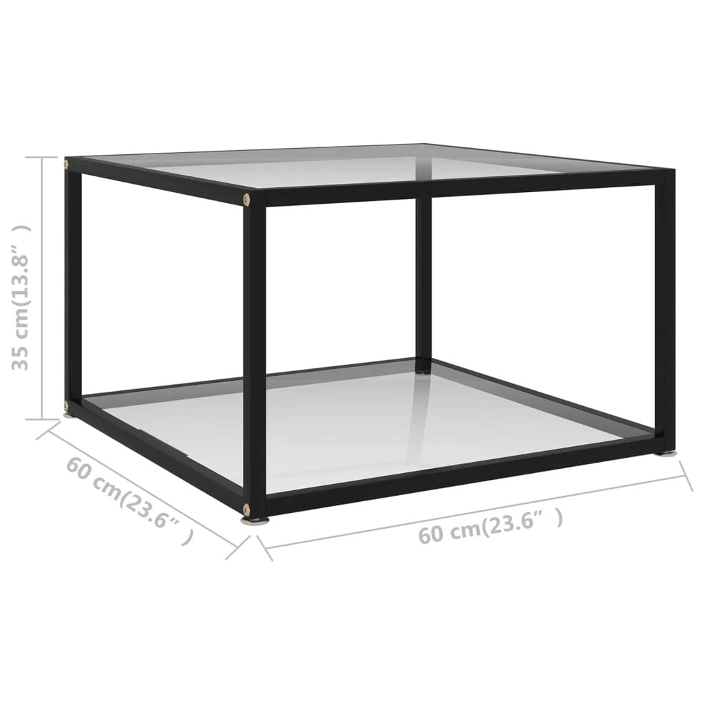 vidaXL VidaXL Coffee Table 60x60x35 cm Tempered Glass Two Layer Design With Powder Coated Steel Frame For Living Room - Coffee Table
