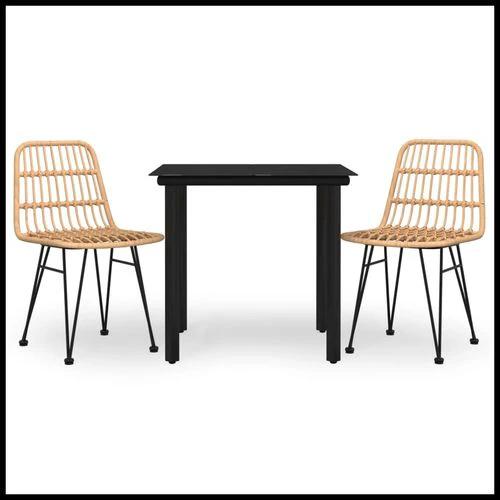 vidaXL 3 Piece Garden Dining Set with Weather Resistant PE Rattan for Outdoor Dining Enthusiasts by vidaXL