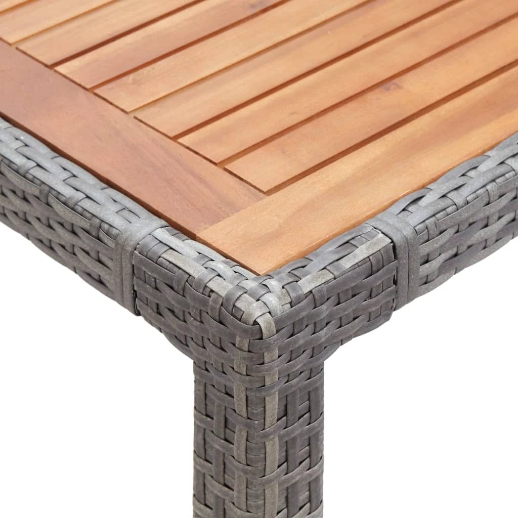 vidaXL Garden Table Grey 90x90x75 cm Poly Rattan and Solid Acacia Wood - Garden Table