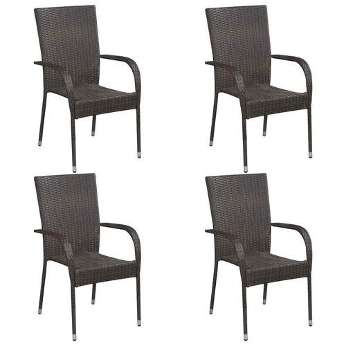 vidaXL 5 Piece Garden Dining Set with Solid Acacia Wood Table and Weather-Resistant Rattan Chairs for Outdoor Entertaining by vidaXL