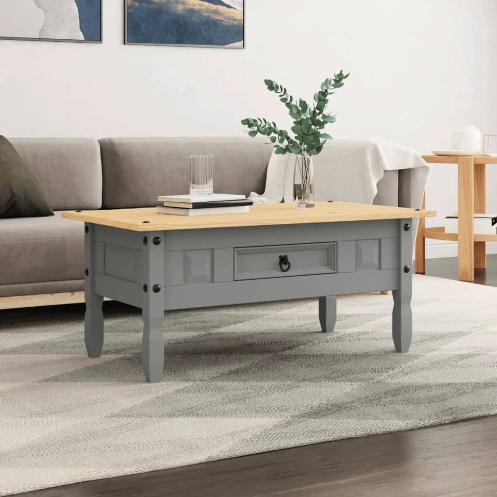 vidaXL VidaXL Coffee Table 100x55x44 cm Grey Corona Range Rustic Pine For Living Room Decor - Coffee Table