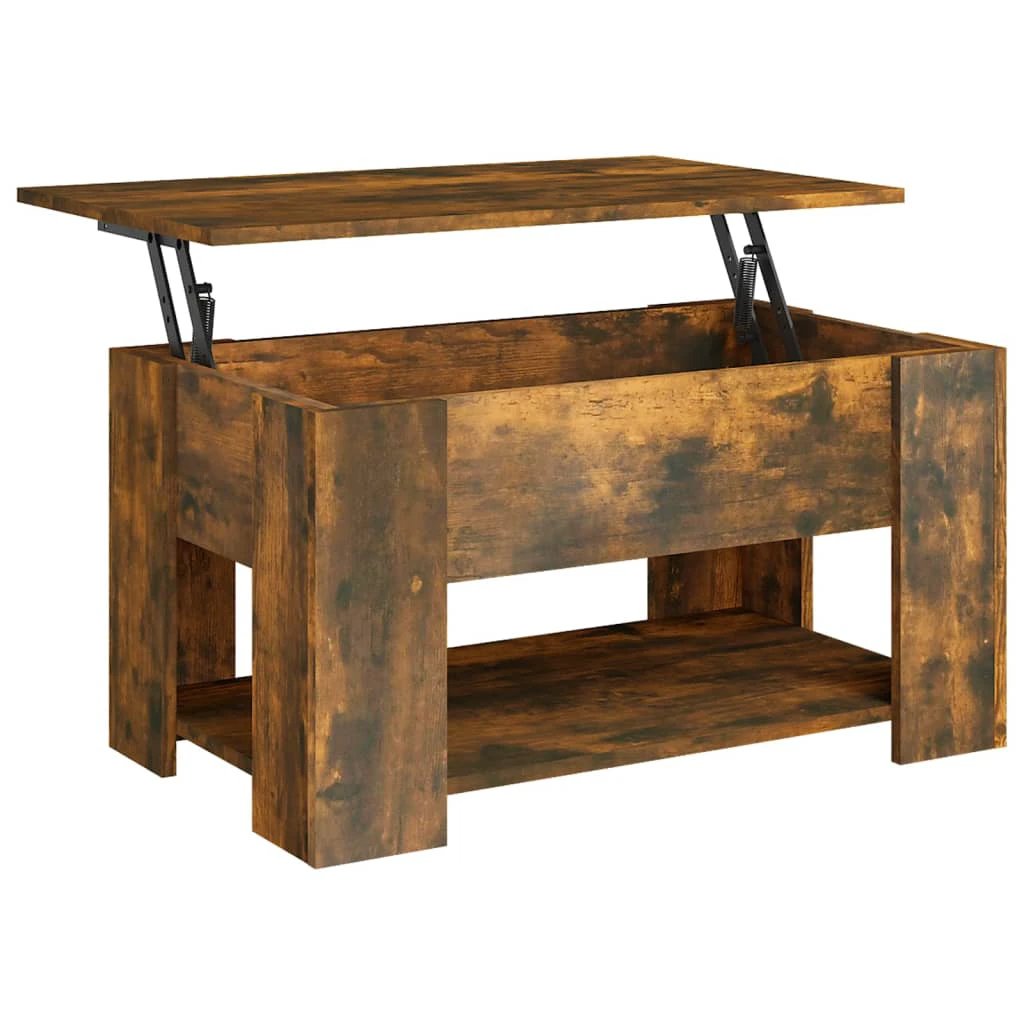 VidaXL Coffee Table Smoked Oak 79x49x41 cm Engineered Wood Lift Top Storage For Living Room by vidaXL