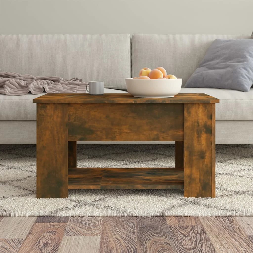 VidaXL Coffee Table Smoked Oak 79x49x41 cm Engineered Wood Lift Top Storage For Living Room by vidaXL