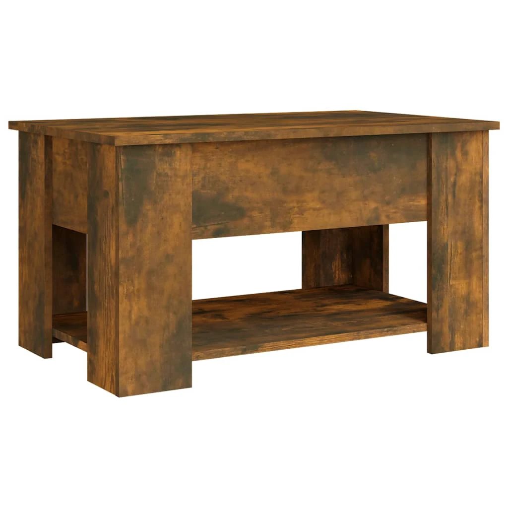 VidaXL Coffee Table Smoked Oak 79x49x41 cm Engineered Wood Lift Top Storage For Living Room by vidaXL