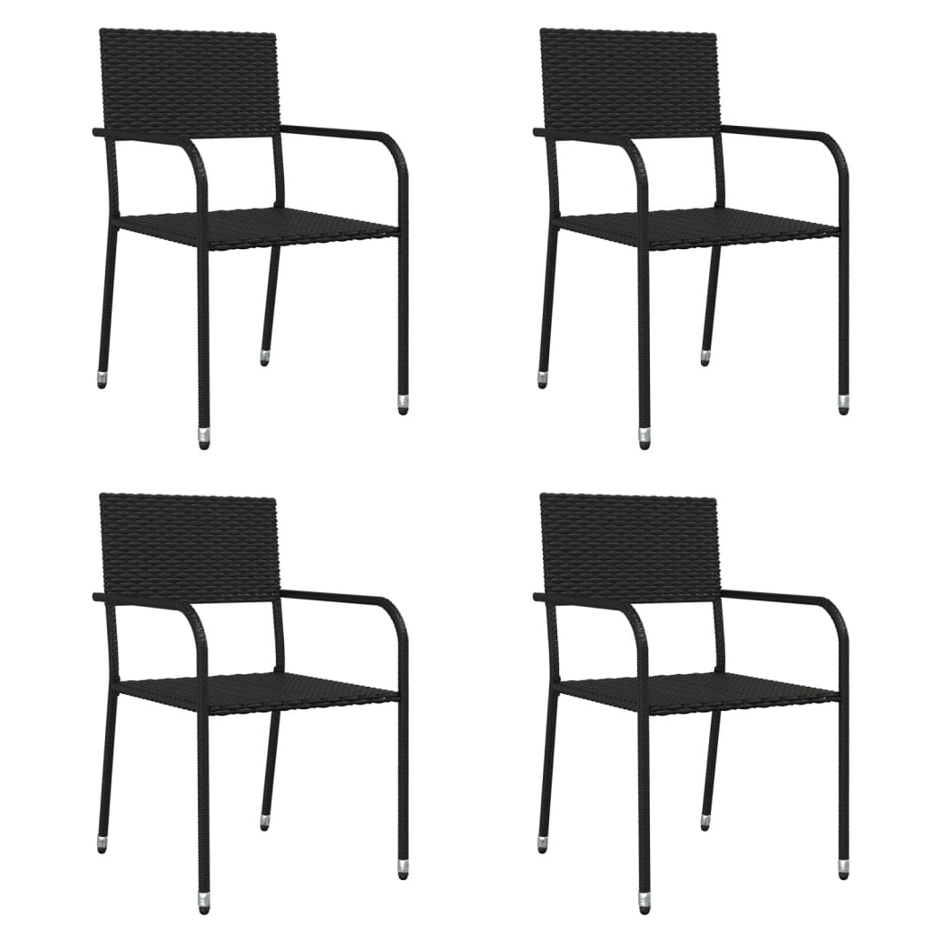 VidaXL Garden Dining Set 5pc Black PolyRattan by vidaXL