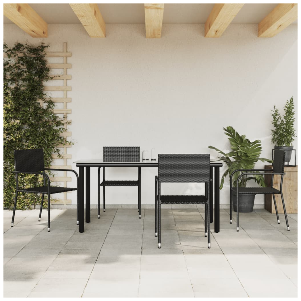 vidaXL VidaXL Garden Dining Set 5pc Black PolyRattan - Garden Set