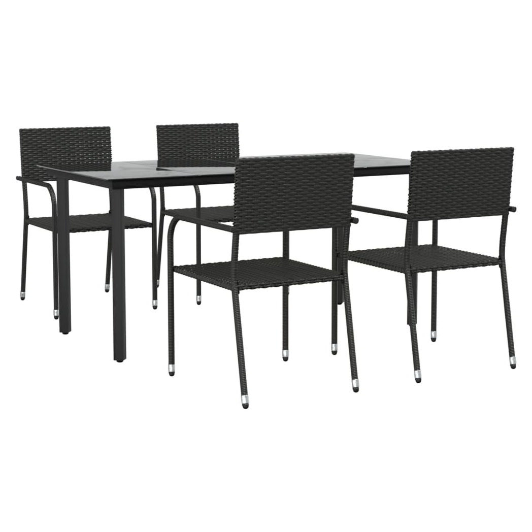 vidaXL VidaXL Garden Dining Set 5pc Black PolyRattan - Garden Set